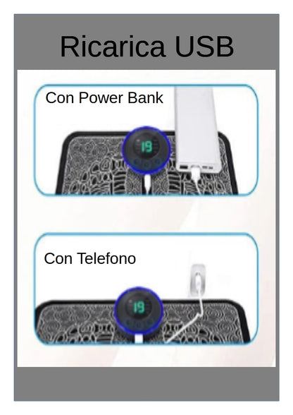 Massaggiatore elettrico per piedi. Tappeto per rilassamento muscolare.