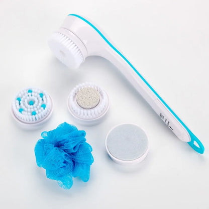 Spazzola elettrica bagno e doccia 5 in 1 per massaggio, pulizia della schiena e del corpo.