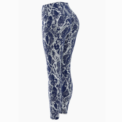 Pantaloni leggins elasticizzati, casual a vita alta da donna, stampa fantasia.