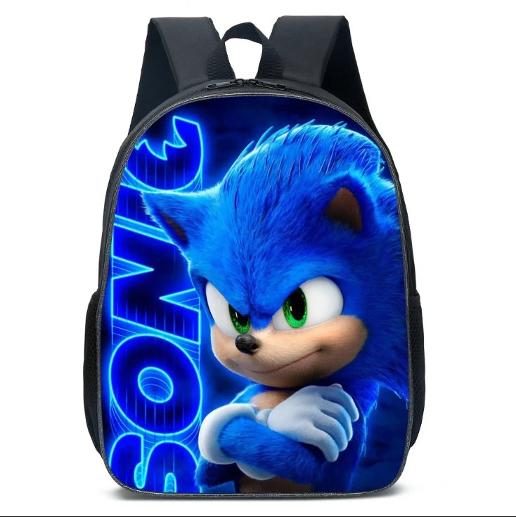 Zaino-borsa-astuccio immagini 3D  cartone animato “Sonic”, in nylon poliestere.  Spazioso e alla Moda, Perfetto per Scuola, Viaggi e Tempo Libero.