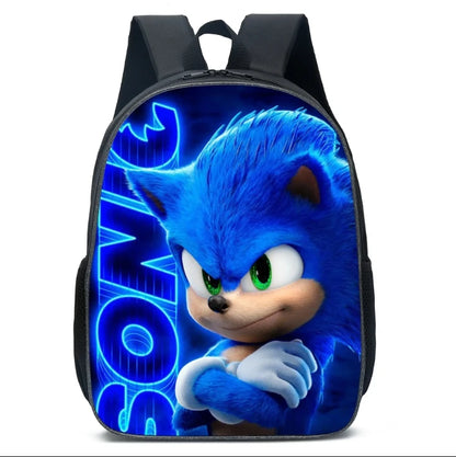 Zaino-borsa-astuccio immagini 3D  cartone animato “Sonic”, in nylon poliestere.  Spazioso e alla Moda, Perfetto per Scuola, Viaggi e Tempo Libero.