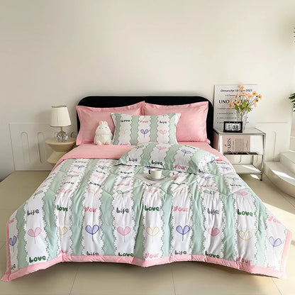 Trapunta sottile estiva fresca in cotone di alta qualità, colori assortiti, 3 misure disponibili.