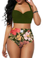 Costume bichini, set 2 pezzi a fascia larga, da donna. Push-up con stampa floreale: eleganza, dinamismo, comfort.