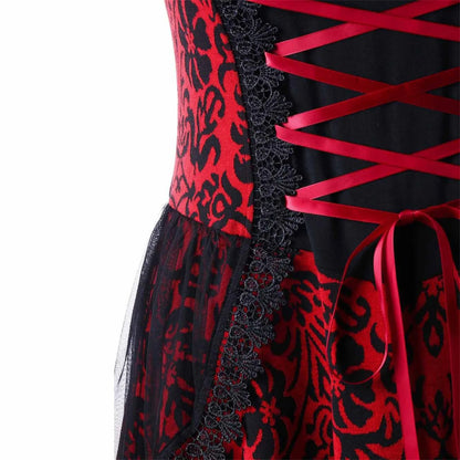 Abito costume per carnevale da donna stile vittoriano/gotico con merletti in pizzo.