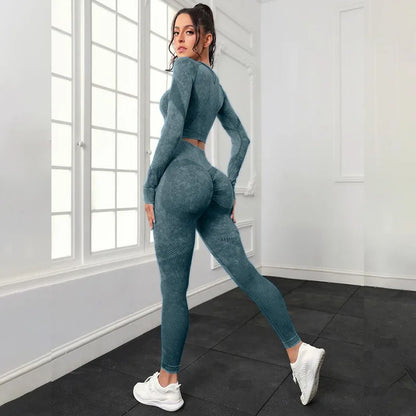 Tuta vita alta con top. Set 2 pezzi sportivo/casual da donna, colori a scelta, misura dalla S alla L.