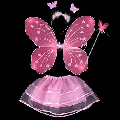 Abito fata con le ali 5/8 anni. Set 4 pezzi per carnevale, cosplay, feste. Colore  a scelta.