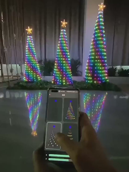 Luci intelligenti bluetooth a forma di albero di Natale. Cambia colore, timer remoto, sincronizzazione musicale. Con telecomando e app dedicata.