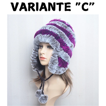 Winter Fur Caps Hats Beanies For Women Sew Stripes Real Rex Rabbit Fur Hat Cap Female Soft Warm Natural Fur Beanies Ladies