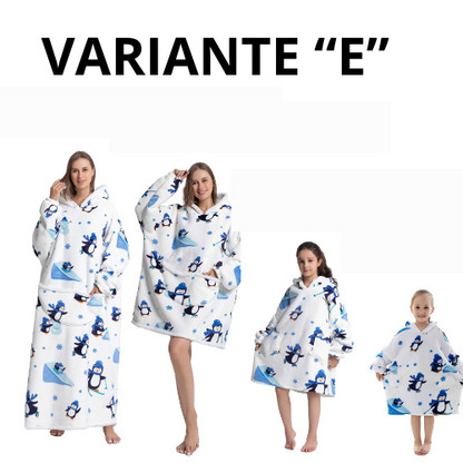 Oversized Wearale Blanket Hoodie Flannel Sherpa Fleece Warm Soft Winter Hoodie Sweatshirt for Kids Adults Snuggle Pullover