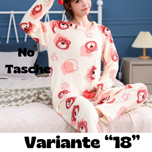 Pigiama invernale da donna in flanella. Set 2 pezzi (top + pantalone).