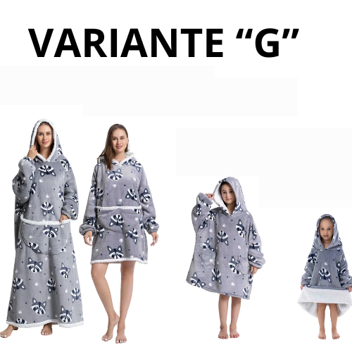 Oversized Wearale Blanket Hoodie Flannel Sherpa Fleece Warm Soft Winter Hoodie Sweatshirt for Kids Adults Snuggle Pullover