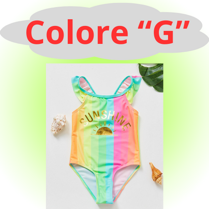 Mermaid Fish Scale Unicorn One-Piece Girls Swimwear for 4-8 Years