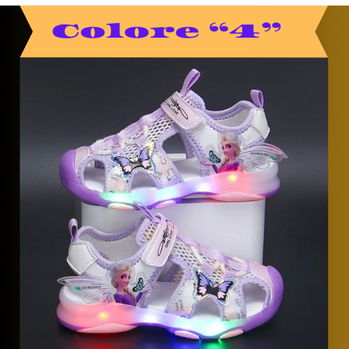 Disney children's shoes summer elsa girls mesh toe sandals beach shoes fashion ins frozen princess soft bottom led light sandals