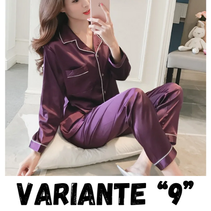 Womens Silk Satin Pajamas Set Sleepwear Pijama Women's Loungewear Pajamas Suit Female Sleep Two Piece Set Feminino Fofo Pyjamas