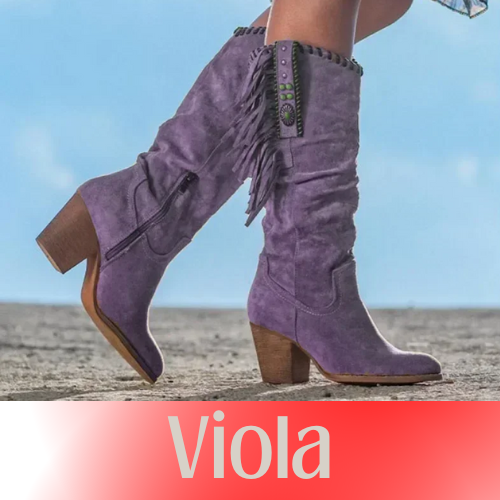 Women  High Boots Trend Retro Metal Buckle Pointed Toe Thick Heel Tassle Western Cowboy Boots Female Shoes Botas De Mujer 2024