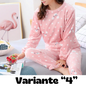dot print Warm Pajamas Women Winter Flannel Pajama Sets For Female set Thick Korean Style Lovely Cartoon 2 Piece Tops+Pants