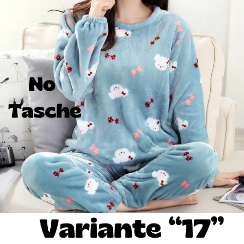 Pigiama invernale da donna in flanella. Set 2 pezzi (top + pantalone).
