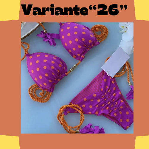New Women Bikini Backless Rope Triangle Swimsuit Multicolor
