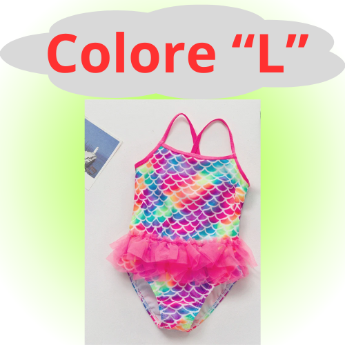 Mermaid Fish Scale Unicorn One-Piece Girls Swimwear for 4-8 Years
