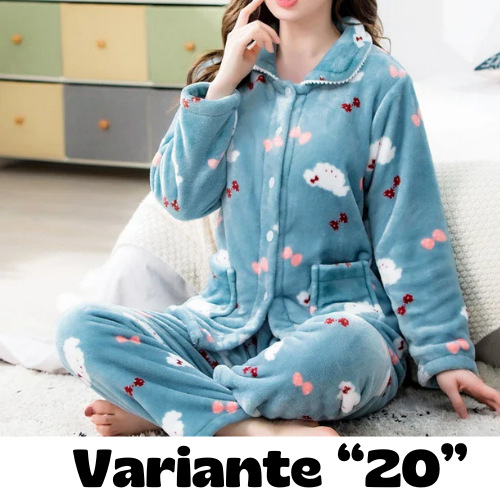 Pigiama invernale da donna in flanella. Set 2 pezzi (top + pantalone).
