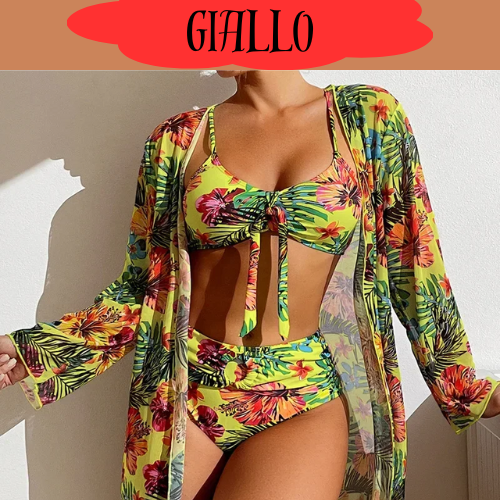 Sexy Women Beach Bikinis Three Pieces Bikini Set Cover Up Swimwear High Waisted Bikini Set Women Swimwear Print