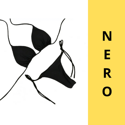 Costume Da Bagno “Perizoma” da Donna. Set 2 Pezzi tinta unita con cinturino regolabile.