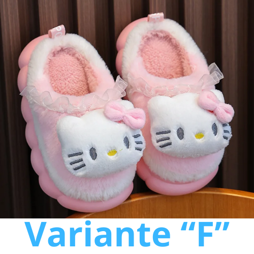 Sweet Family Winter Warm Slippers Cute Kawaii Sandals Kuromi My Melody Hello Kitty Soft Sole Shoes
