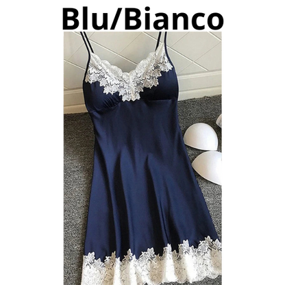 Women's Sexy Lingerie Summer Silk Night Gown Lace Patchwork Mini Night Dress Spaghetti Strap NO Chest Pad Sleepwear For Ladies