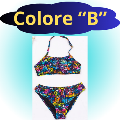 7-14 Years Falbala Leopard Print Girls Kids Swimsuit Swimwear 2023 Kid Summer Bikinis Set Children Halter Biquini Swimming Suit