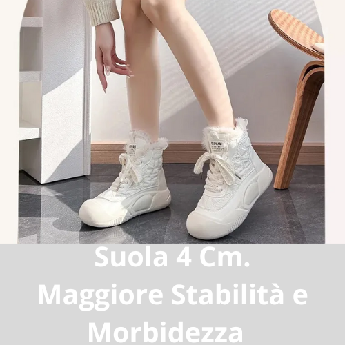 Women's High-Top Fleece-Lined Cotton Shoes Versatile Casual Trendy Footwear Warm Comfortable Home Use Round Toe Shoes