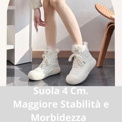 Women's High-Top Fleece-Lined Cotton Shoes Versatile Casual Trendy Footwear Warm Comfortable Home Use Round Toe Shoes