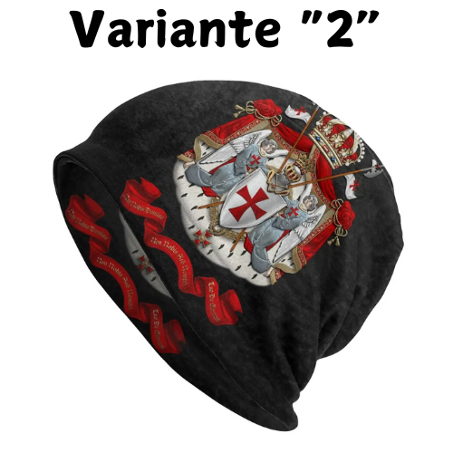 Custom Knights Templar Flag With Coat Of Arms Skullies Beanies Caps Winter Warm Knit Hat Adult Medieval Warrior Cross Bonnet Hat