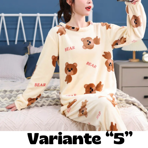 Pigiama invernale da donna in flanella. Set 2 pezzi (top + pantalone).