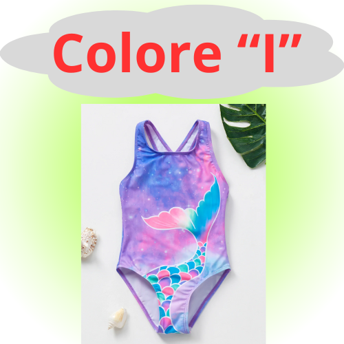 Mermaid Fish Scale Unicorn One-Piece Girls Swimwear for 4-8 Years