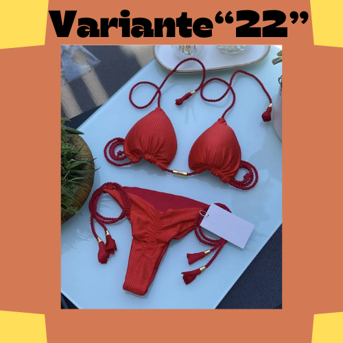New Women Bikini Backless Rope Triangle Swimsuit Multicolor