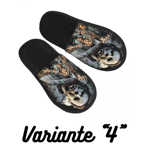 Custom Print Michael Myers Knives House Slippers Cozy Warm Halloween Film Art Memory Foam Fluffy Slipper Indoor Outdoor Shoes