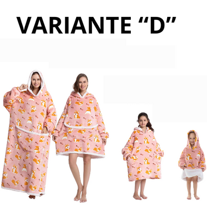 Oversized Wearale Blanket Hoodie Flannel Sherpa Fleece Warm Soft Winter Hoodie Sweatshirt for Kids Adults Snuggle Pullover
