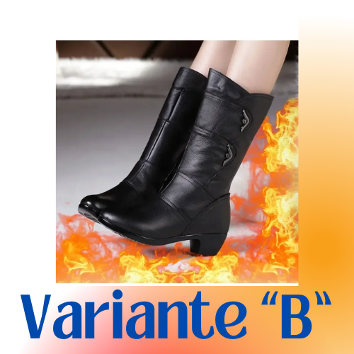 2024 Winter Leather Women Winter Boots Thick Wool Warm Women High-heeled Genuine Boot High-quality Female Snow Boots Women Shoes