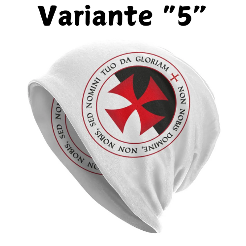 Custom Knights Templar Flag With Coat Of Arms Skullies Beanies Caps Winter Warm Knit Hat Adult Medieval Warrior Cross Bonnet Hat