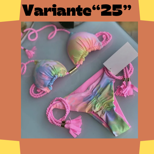New Women Bikini Backless Rope Triangle Swimsuit Multicolor