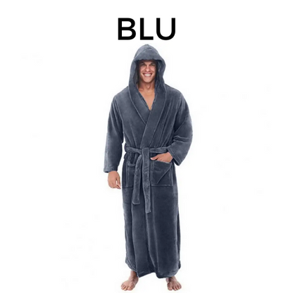 Plush Bathrobe Luxurious Men's Hooded Bathrobe with Adjustable Belt Ultra Soft Absorbent Male Robe with Pockets for Ultimate