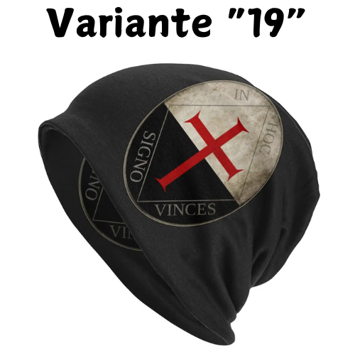 Custom Knights Templar Flag With Coat Of Arms Skullies Beanies Caps Winter Warm Knit Hat Adult Medieval Warrior Cross Bonnet Hat