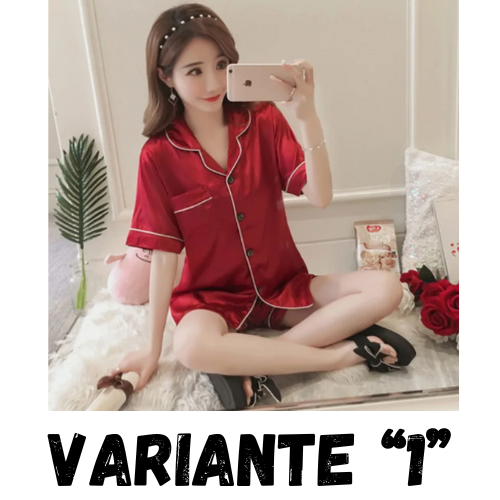 Womens Silk Satin Pajamas Set Sleepwear Pijama Women's Loungewear Pajamas Suit Female Sleep Two Piece Set Feminino Fofo Pyjamas