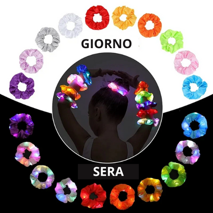 5-50Pcs LED Hair Scrunchie Light Up Hair Scrunchy for Women Satin Elastic Hairband Christmas Glow in the Dark Party Supplies