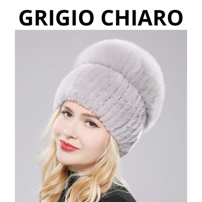 Russia New Style Women Real Genuine Fox Fur Beanies Hat Girls Natural Real Rex Rabbit Fur Skullies Cap Knit Winter Real Fur Hats