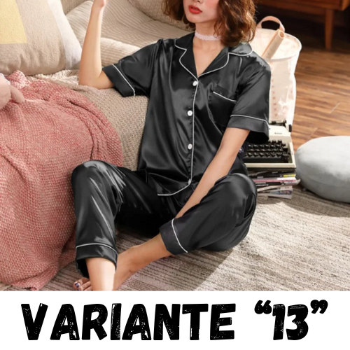 Womens Silk Satin Pajamas Set Sleepwear Pijama Women's Loungewear Pajamas Suit Female Sleep Two Piece Set Feminino Fofo Pyjamas