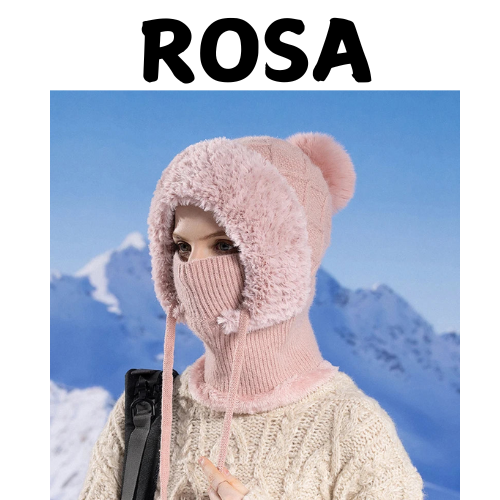 Women Winter Velvet Knitted Woolen Balaclava Hat Ear Protection fluffy Hat Mask Neck Integrated Warmth Cover Hat lady hooded cap