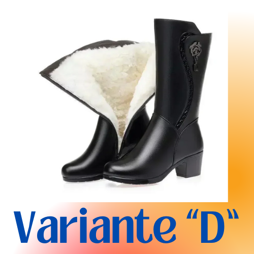 2024 Winter Leather Women Winter Boots Thick Wool Warm Women High-heeled Genuine Boot High-quality Female Snow Boots Women Shoes
