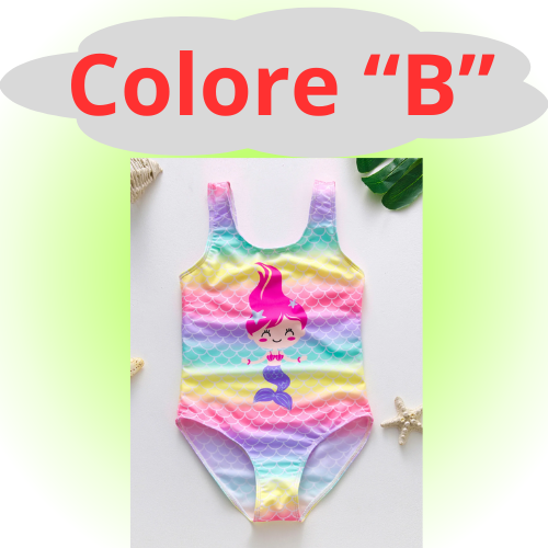 Mermaid Fish Scale Unicorn One-Piece Girls Swimwear for 4-8 Years