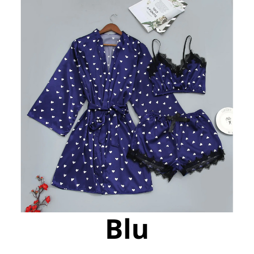 New Three-Piece Sexy Pajamas Suspenders Shorts Love Print Pajamas Homewear Suspenders Plus Size Pajamas Casual Homewear Set
